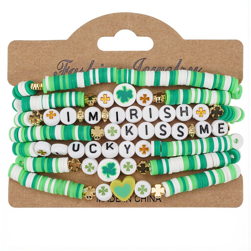 St Patricks Day Upgraded Bracelet Set Heavy Duty Stretch Cord No Fade Jewelry - Image 1