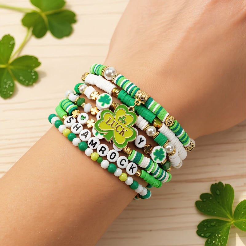 St Patricks Day Upgraded Bracelet Set Heavy Duty Stretch Cord No Fade Jewelry - Image 2