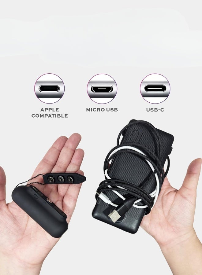 Statik Statik Snap-N-Charge Mini Portable Charger for iPhone – Magnetic Power Bank 3000mAh, 10W Output, 3-in-1 Magnetic Tips (USB-C, Micro USB, iProduct) – Sleek Black Compact Design  - Image 5