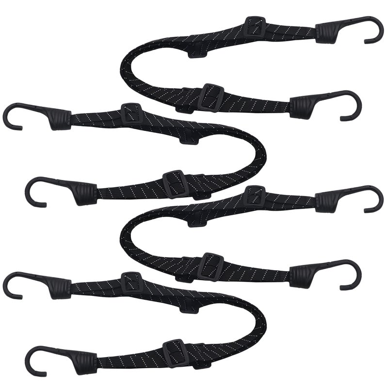4pcs Heavy-duty Nylon Cord Bike Luggage Strap Cargo Adjustable Strap With Hook - Image 1