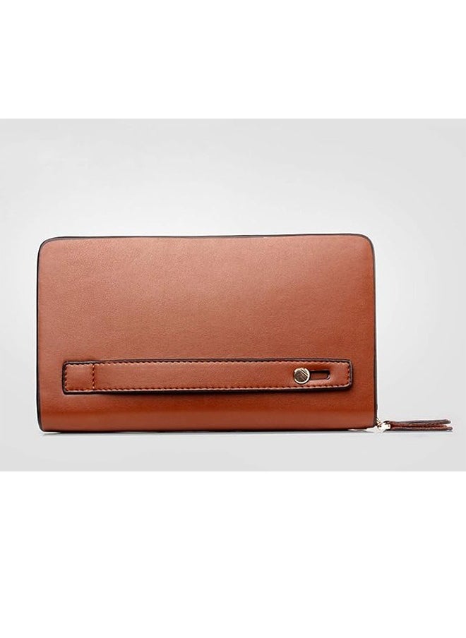 Leinasen - Men's Large Long Leather Clutch Travel Passport Business Phone Case Credit Card Holder Wallet Commuter Clutch Men's Business Clutch Men's Clutch Soft Leather Long Casual Zipper Wallet Clutch Bag - Image 1