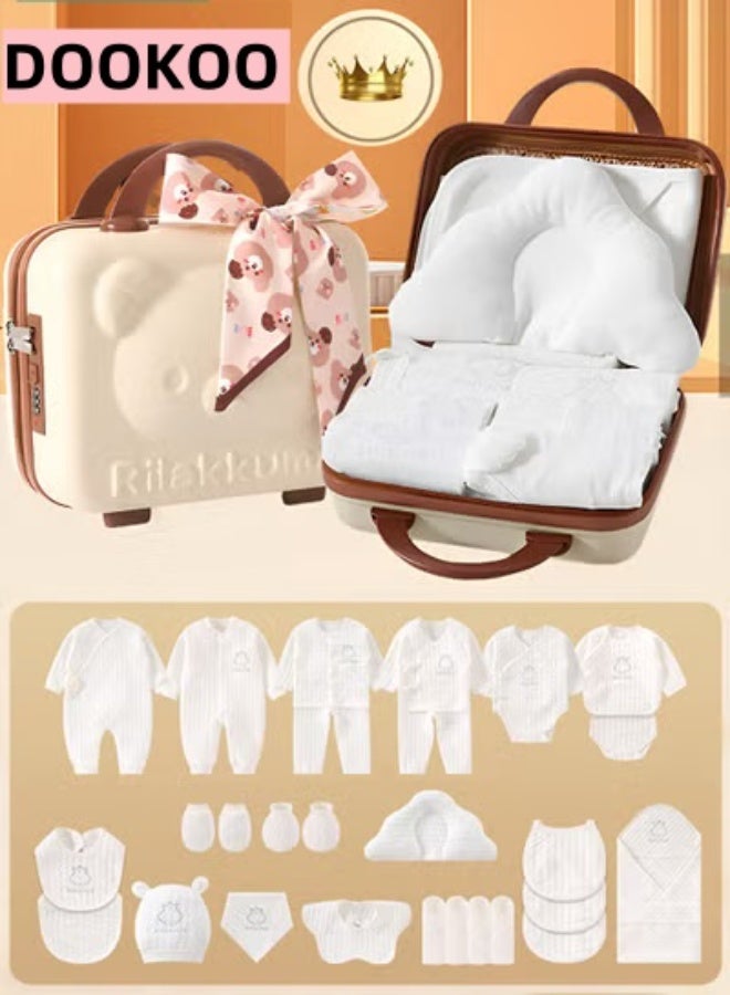 DOOKOO 28PCS Newborn Baby Gifts Set, Newborn Layette Gift Set, Baby Clothes Accessories Set for Boys and Girls, Premium Cotton, Perfect Gift Box with Beautifully Suitcase for Spring Summer Autumn Winter - Image 1