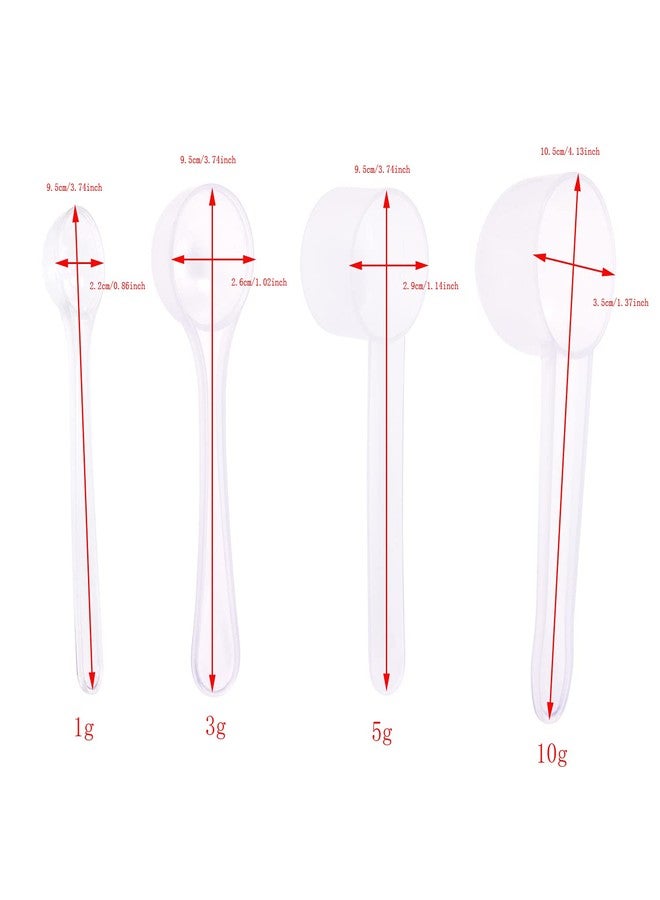 ONLYKXY 4pcs Clear Long Handle Plastic Measuring Spoons Coffee Protein Milk Powder Scoops Spoon Kitchen Tools (1g/3g/5g/10g) - Image 2