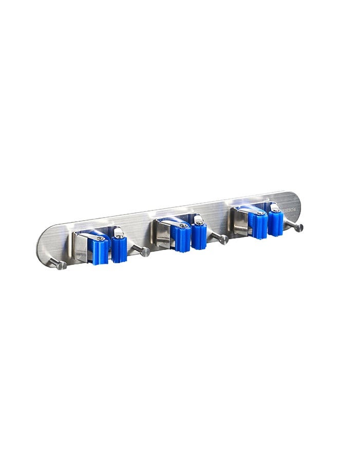 NIBEMINENT Wall Mounted Grip Clips Broom Hanger Mop Holder Blue/Silver 1kg 