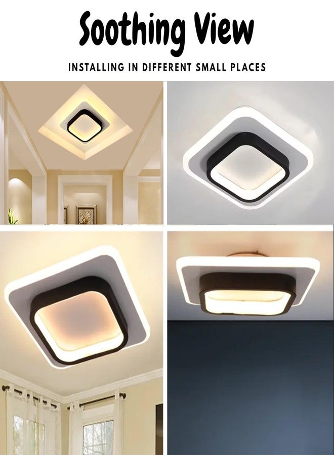 Kidultz 50W Modern European Unique LED Wall Mounted Indoor Aisle Lamp for Balcony Corridor Living Dining Room Home Bedroom Ceiling Light 3 Colour Mode - Warm, Cold & Natural(Square Black) - Image 4