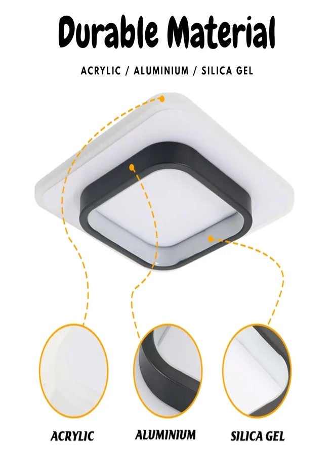 Kidultz 50W Modern European Unique LED Wall Mounted Indoor Aisle Lamp for Balcony Corridor Living Dining Room Home Bedroom Ceiling Light 3 Colour Mode - Warm, Cold & Natural(Square Black) - Image 5