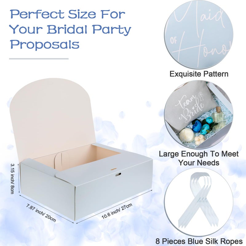 Marspark 8 Pack Blue Bridesmaid Proposal Gift Boxes with Ribbon 7.87 x 10.6 Inch Will You Be My Maid of Honor Bridesmaid Boxes for Wedding Bridal Shower Packaging Supplies Birthday Party Favors - Image 2