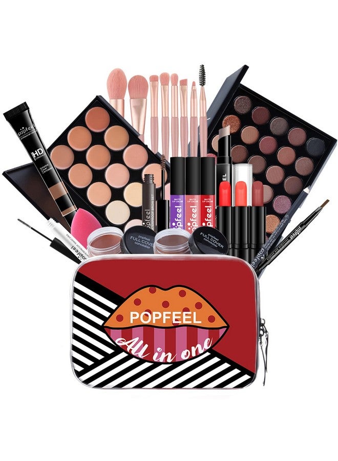 Joyeee Makeup Kit For Women Full Kit Naked Shimmer Eyeshadow Palette Waterproof Black Eyeliner & Mascara Makeup Tools Set Lipstick Premium Synthetic Foundation Powder For Medium To Dark Skin - Image 1