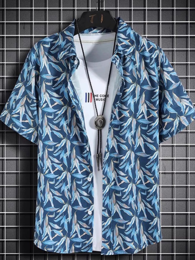 Summer Thin Floral Short-Sleeved Shirts For Men And Women Hawaiian Seaside Beach Travel Casual Handsome Loose Floral Shirts - Image 5