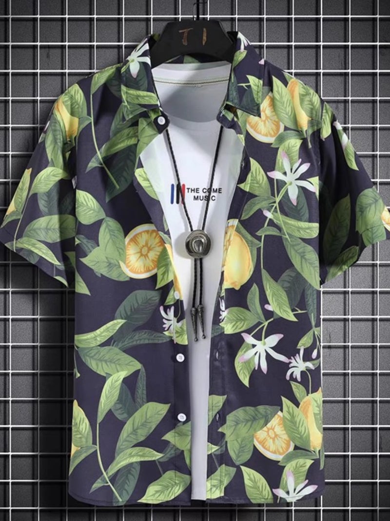 Summer Thin Floral Short-Sleeved Shirts For Men And Women Hawaiian Seaside Beach Travel Casual Handsome Loose Floral Shirts - Image 3