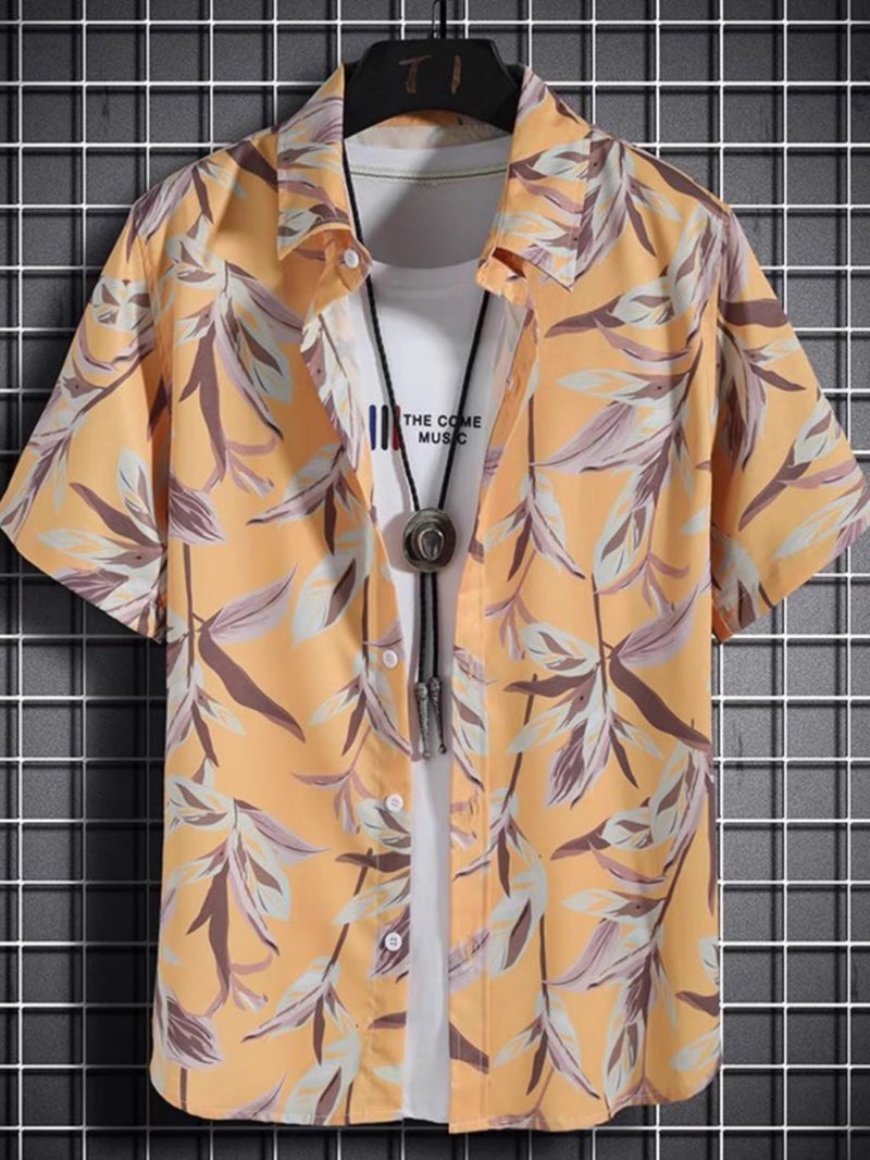 Summer Thin Floral Short-Sleeved Shirts For Men And Women Hawaiian Seaside Beach Travel Casual Handsome Loose Floral Shirts - Image 4