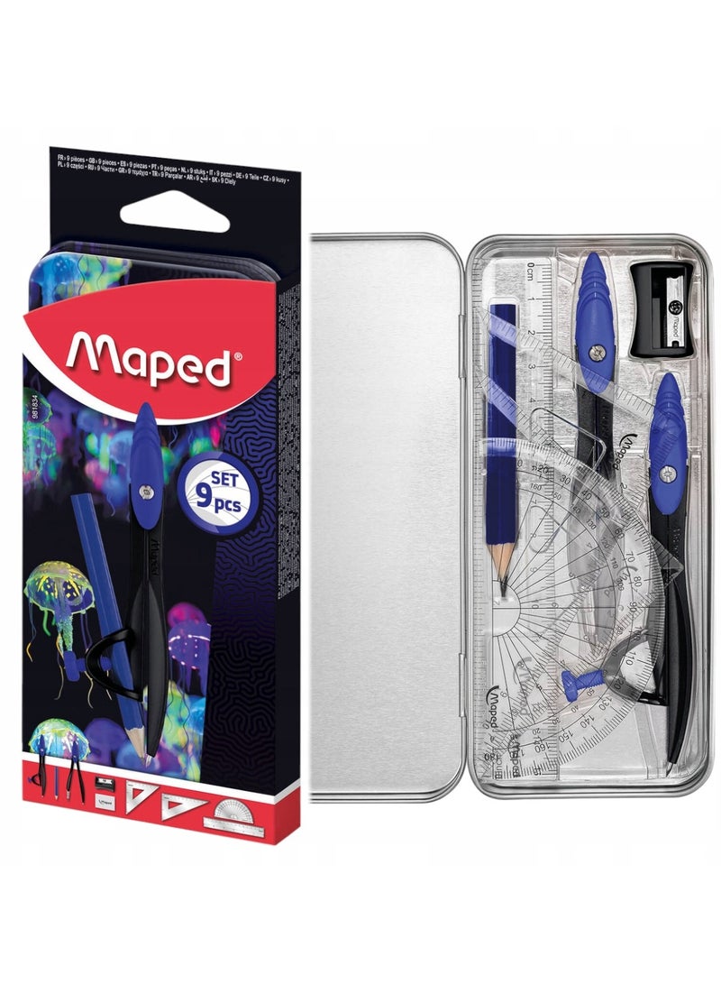 Maped مجموعة مكونة من 9 قطع من ألعاب الهندسة والرياضيات بتصميم جنة أعماق البحار - Image 1