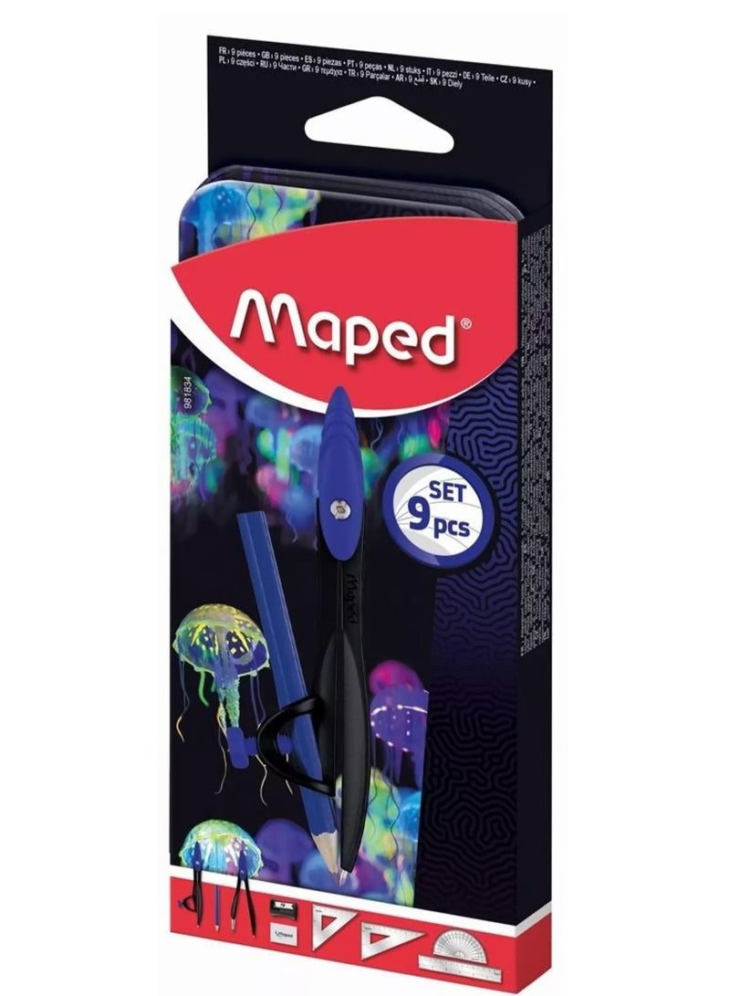 Maped مجموعة مكونة من 9 قطع من ألعاب الهندسة والرياضيات بتصميم جنة أعماق البحار - Image 2