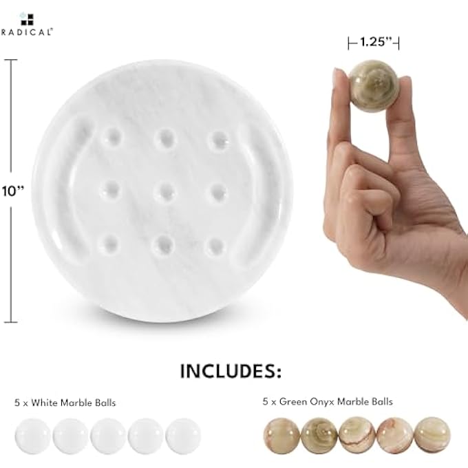 RADICALn Marble Tic Tac Toe 10 White  Green  Handmade Game for Adults Modern Home Dcor  Centerpiece Table Decoration - Image 3
