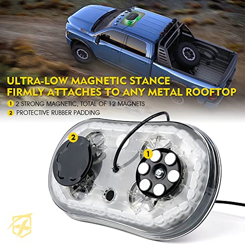 Xprite أضواء سطوع السقف Xprite COB LED، ضوء تحذير ساطع للغاية مع 19 نمط وميض وقاعدة مغناطيسية لمركبات الطوارئ وآلات البناء وشاحنات السحب - أبيض وأخضر - Image 5