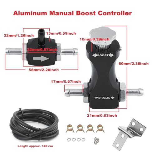 MiJunHD Manual Boost Controller Universal Aluminum Pressure Regulation Valve Kit with Mounting Bracket Hose for Turbocharged Engine Components Black 1Piece - Image 3