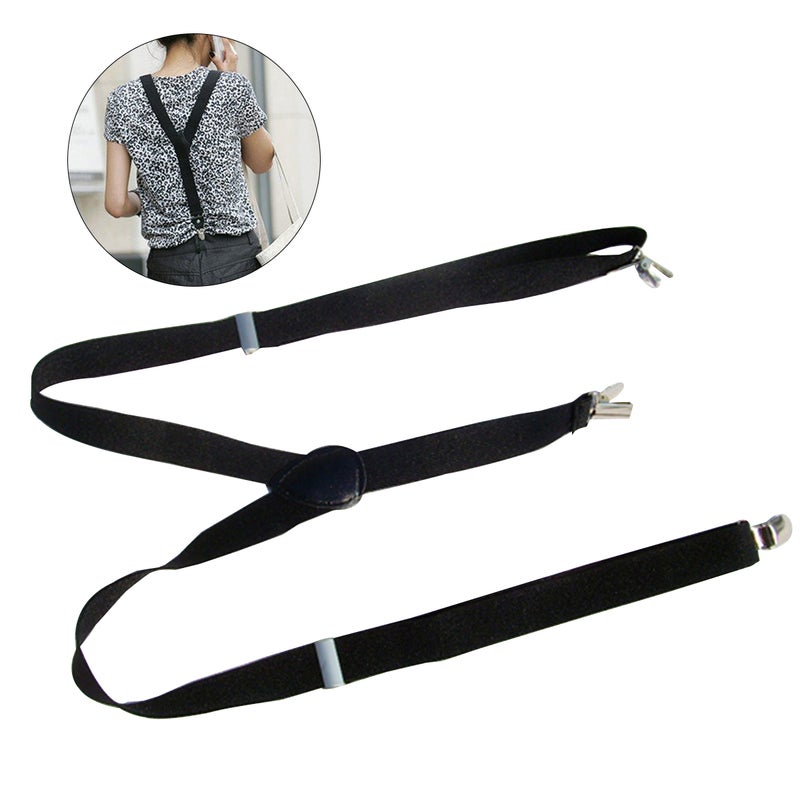 2pcs Generalduty Male and Female Trousers Pants Elastic Suspender with Clips(Black) - Image 2