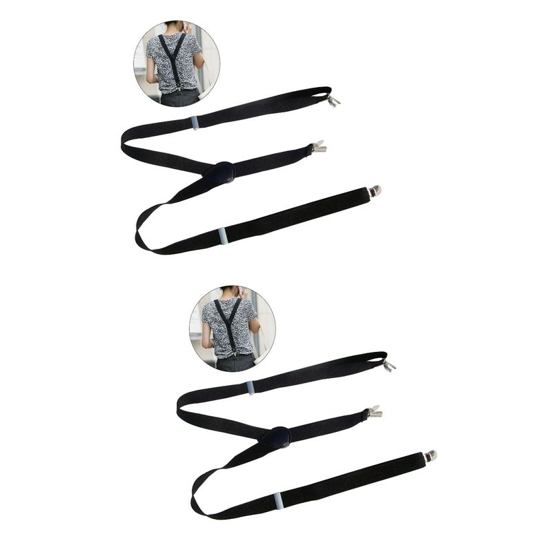 2pcs Generalduty Male and Female Trousers Pants Elastic Suspender with Clips(Black) - Image 1