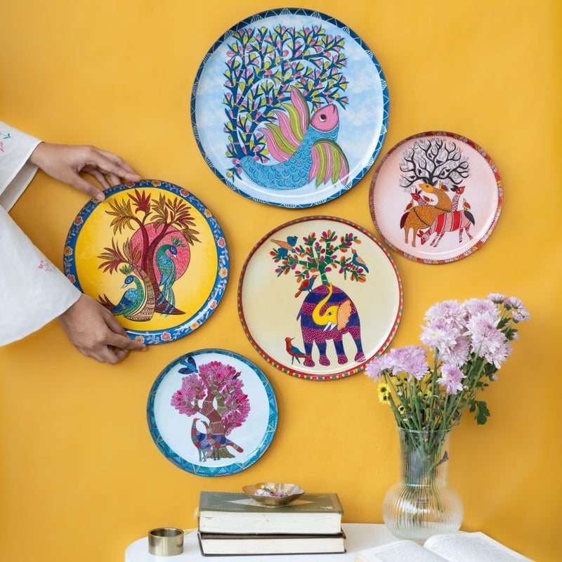 RITUALISTIC Gondh Wall Plates for home decoration Wall decor items for living room Metal Wall dcor Gift items for women and men Home Dcor Gift Items Set of 5 plates - Image 3