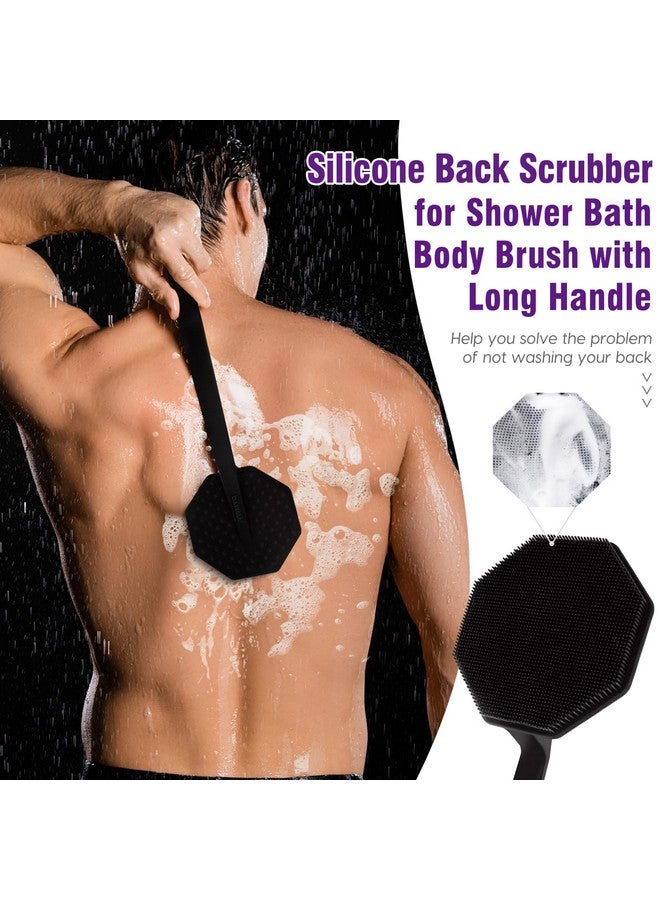 VWMYQ فرشاة ظهر سيليكون للاستحمام ترقية جديدة مقبض طويل فرشاة جسم سيليكون و خطاف فرشاة ظهر للاستحمام لتقشير و تدليك يمكن أن تنتج المزيد من الرغوة فرشاة ظهر بمقبض طويل للرجال - Image 5