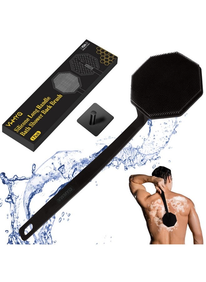 VWMYQ فرشاة ظهر سيليكون للاستحمام ترقية جديدة مقبض طويل فرشاة جسم سيليكون و خطاف فرشاة ظهر للاستحمام لتقشير و تدليك يمكن أن تنتج المزيد من الرغوة فرشاة ظهر بمقبض طويل للرجال - Image 1