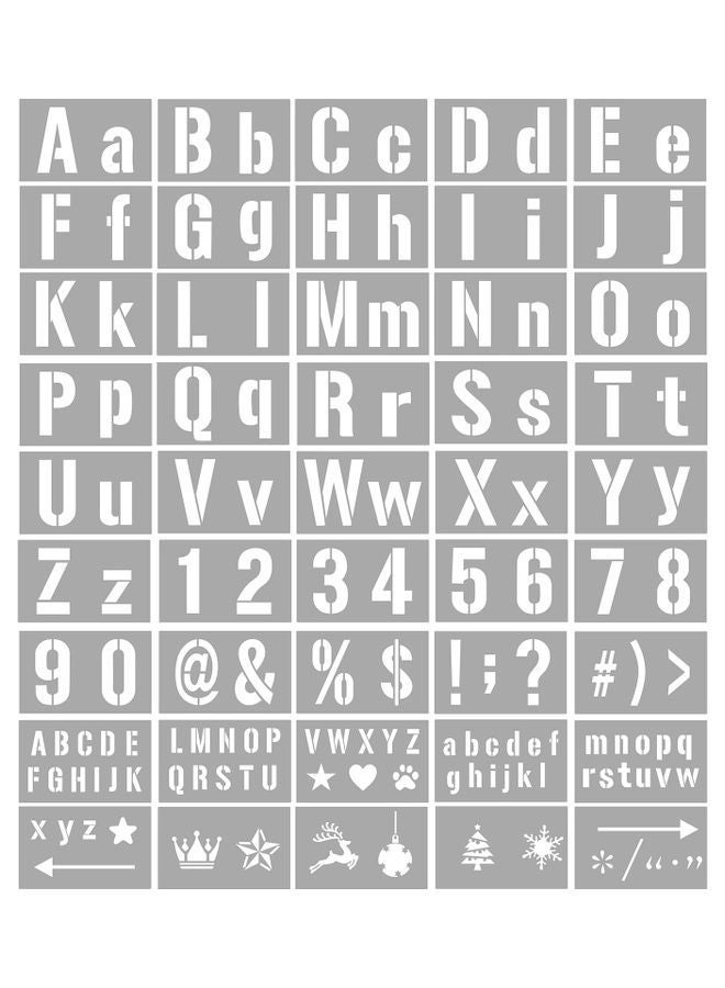 نيبمينينت مجموعة قوالب ستنسل بتصميم حروف وأرقام مكونة من 45 قطعة رمادي