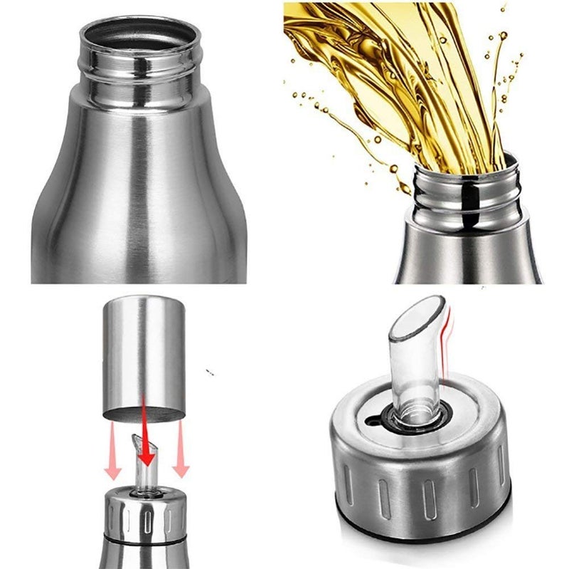 Gnanex Stainless Steel Olive Oil Dispenser Leak Proof Kitchen Oil Vinegar Cruet 1000 ML - Image 3
