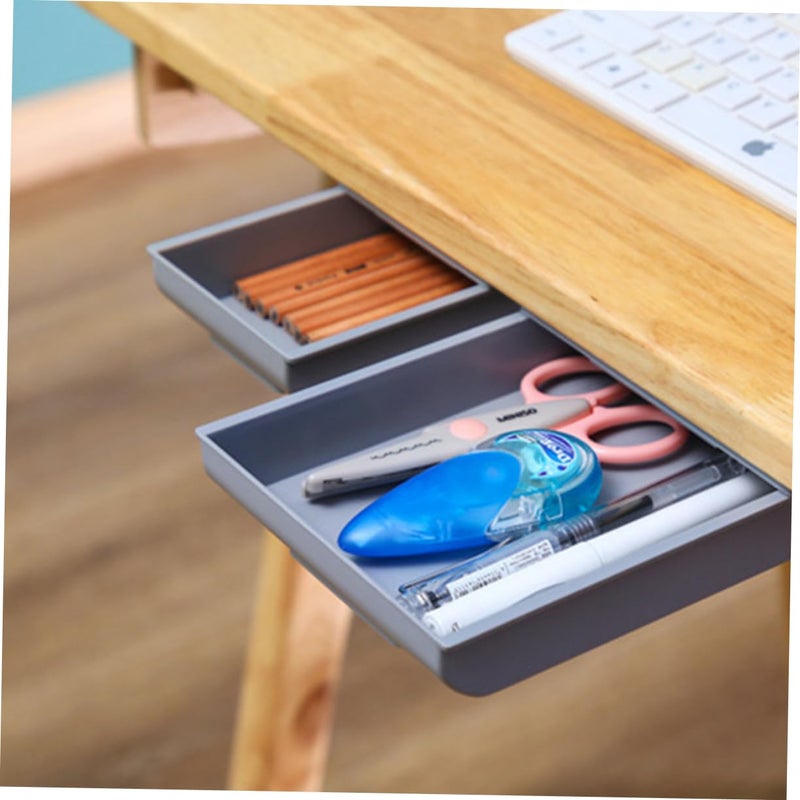 2Pcs Self Adhesive Under Desk Drawer Organizer Pull Out Storage for Pens Stationery Office Supplies - Image 4