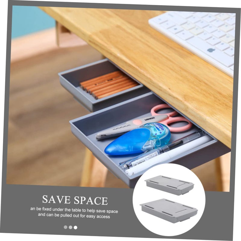 2Pcs Self Adhesive Under Desk Drawer Organizer Pull Out Storage for Pens Stationery Office Supplies - Image 5