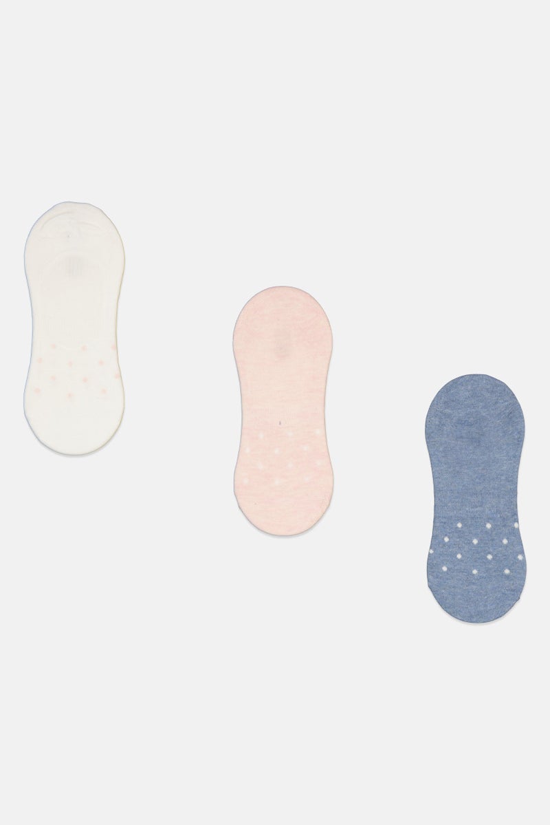 bebe Women 3 Pairs Polka Dot Invisible Socks, Multicolor - Image 2