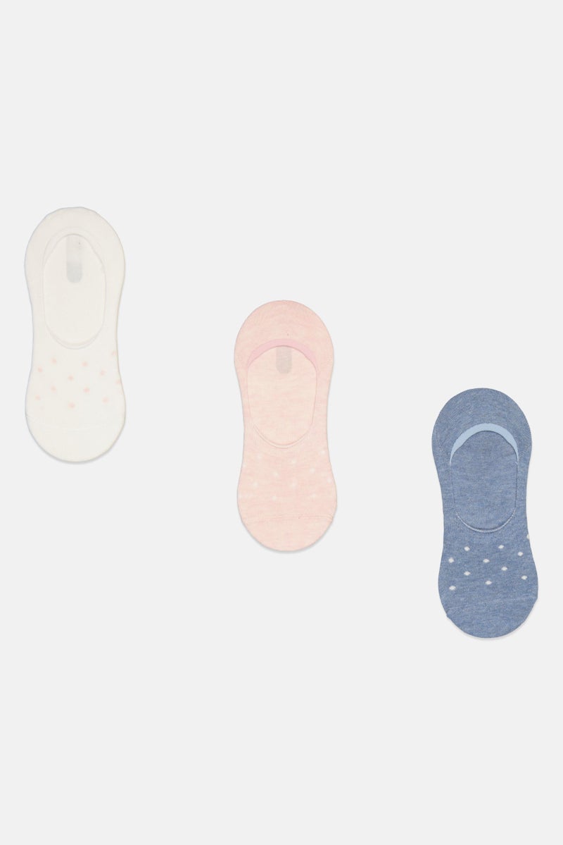 bebe Women 3 Pairs Polka Dot Invisible Socks, Multicolor - Image 1