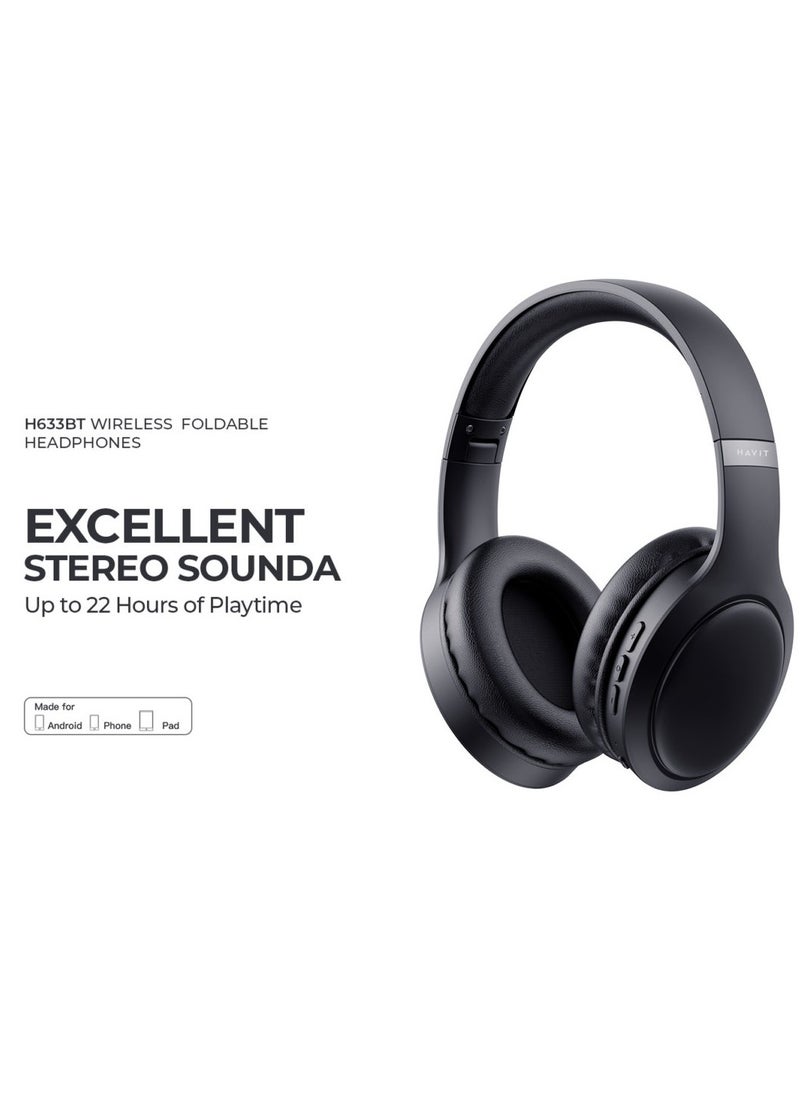 havit - H628BT Wireless Headphones with Closed Ear Design and Noise Cancelling, Foldable Earphones with Lightweight Design and Longer Battery Life - Image 1