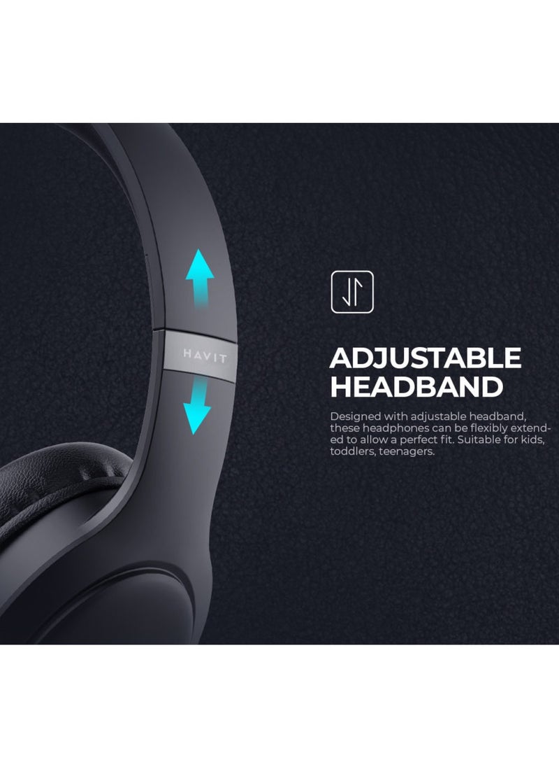 havit - H628BT Wireless Headphones with Closed Ear Design and Noise Cancelling, Foldable Earphones with Lightweight Design and Longer Battery Life - Image 1