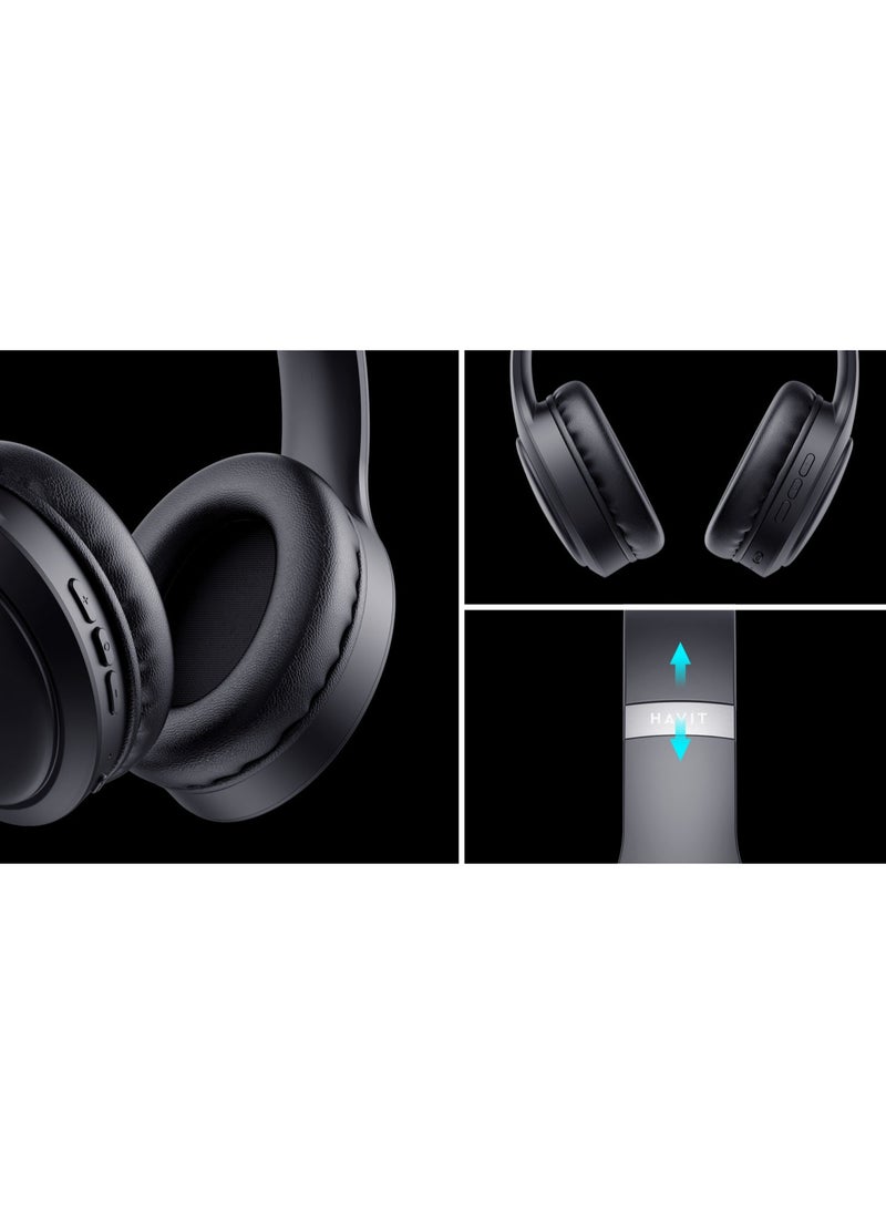 havit - H628BT Wireless Headphones with Closed Ear Design and Noise Cancelling, Foldable Earphones with Lightweight Design and Longer Battery Life - Image 1
