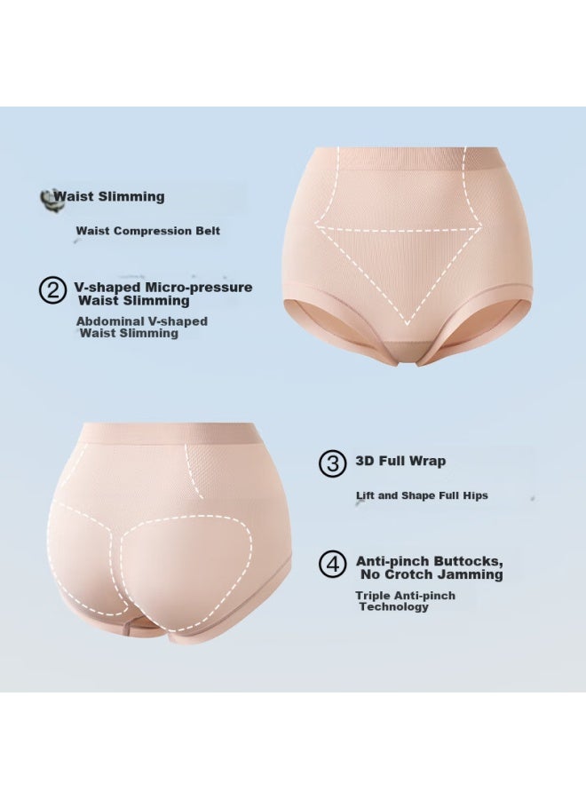 Curveism Curvism Women's High Waist Tummy Control Panties Waist Cincher Lifter Panties Black+beige+pink 3 Pack Size L - Image 2
