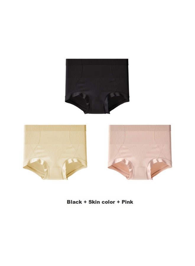 Curveism Curvism Women's High Waist Tummy Control Panties Waist Cincher Lifter Panties Black+beige+pink 3 Pack Size L - Image 5