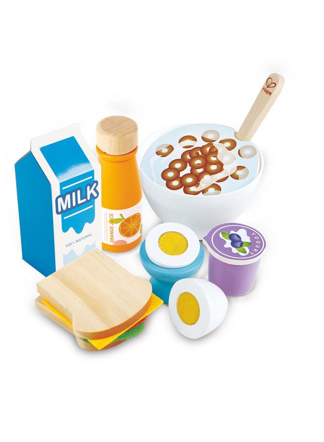 هيب هايب مجموعة وجبة الإفطار اللذيذة | ألعاب طعام خشبية وملعقة لوجبات الصباح التخيلية | لعبة لعب أدوار للأطفال من سن 3 سنوات فما فوق - Image 1