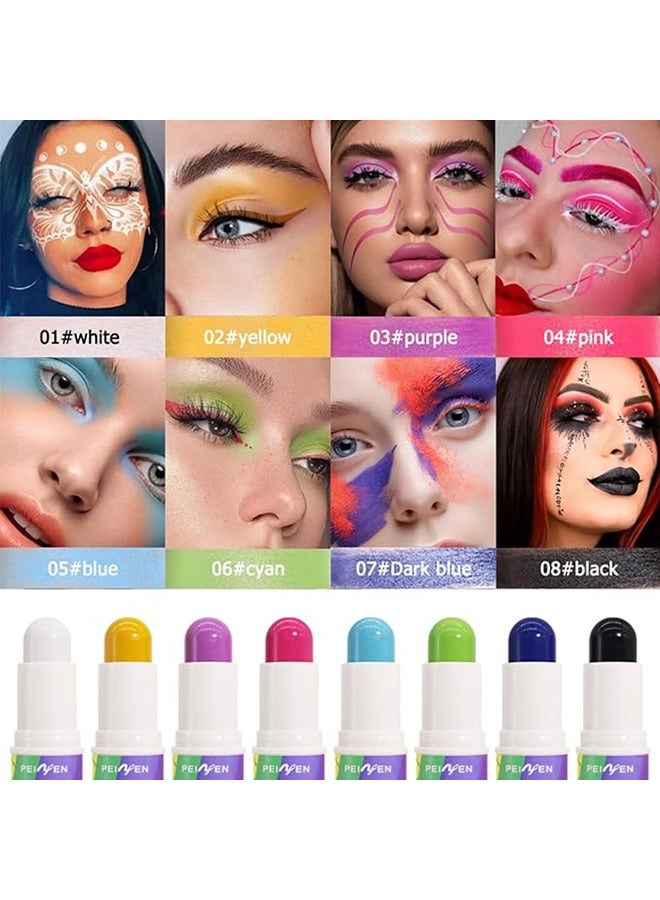 Face Paint Stick Set, 8 Colours Body Face Paint Stick, Washable Painting Crayons Stick, Waterproof and Sweatproof, Suitable for Halloween and Other Festivals Special Effects Painting, Masquerade Ball - Image 5