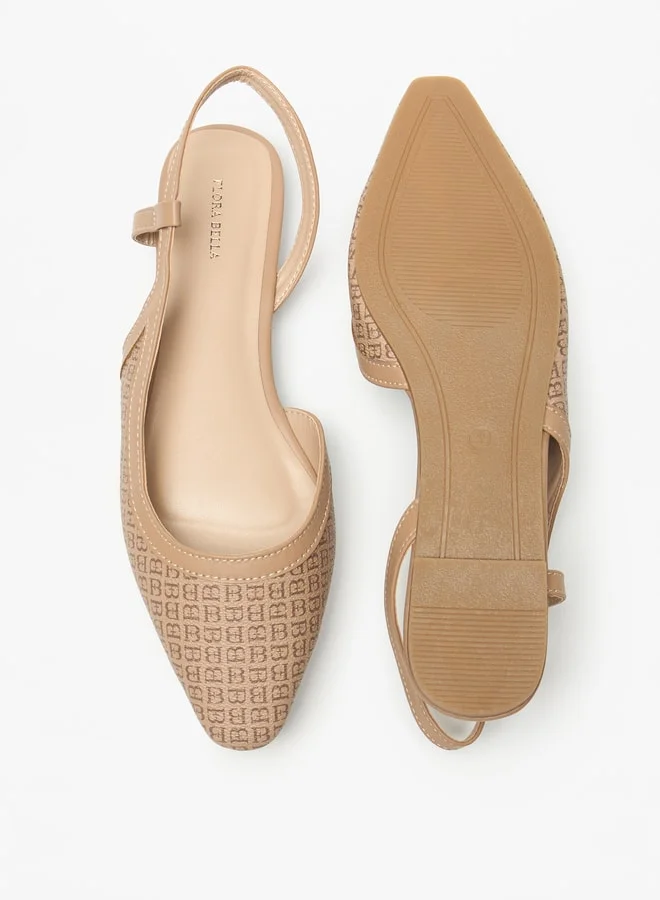 فلورا بيلا من شو إكسبرس Women's All-Over Print Ballerina Shoes with Backstrap Detail