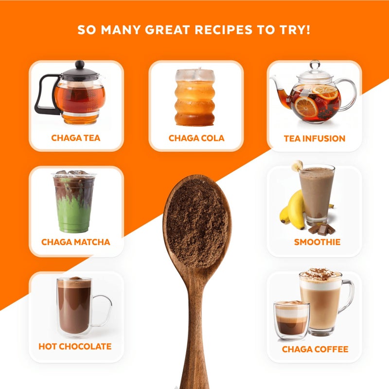 Numami Organic Chaga Mushrooms Powder - Fine Powder to Make Chaga Tea for Immune Defense and More Energy, Organic Chaga is Wild Grown and Sustainably Harvested in Europe, Certified USDA Organic, 100 servings - Image 4