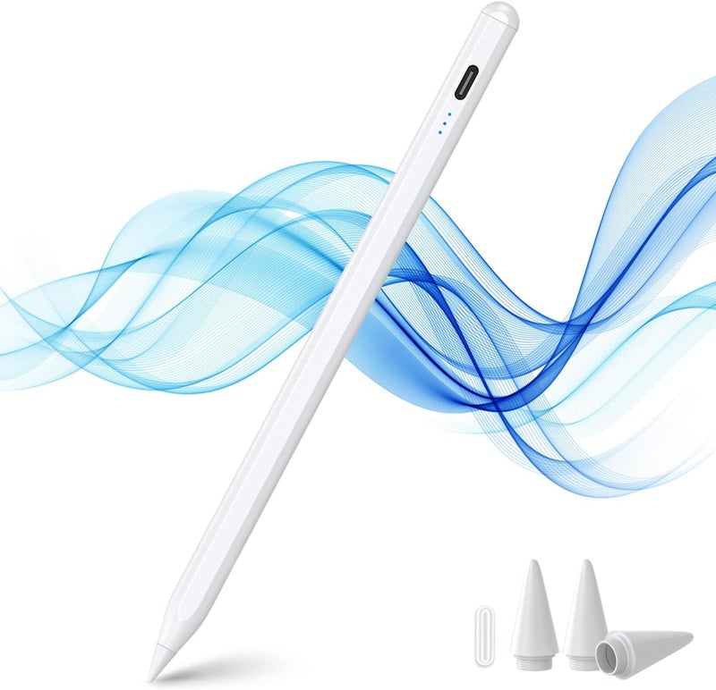 Kingone Stylus Pen,ipad Pencil With Ultra High Precision &Tilt Sensitivity,LED Power Display Strong Magnetic,Prevents False Touch,Universal iPad Stylus Pencil for iPa d 2018 & Later (White) - Image 1