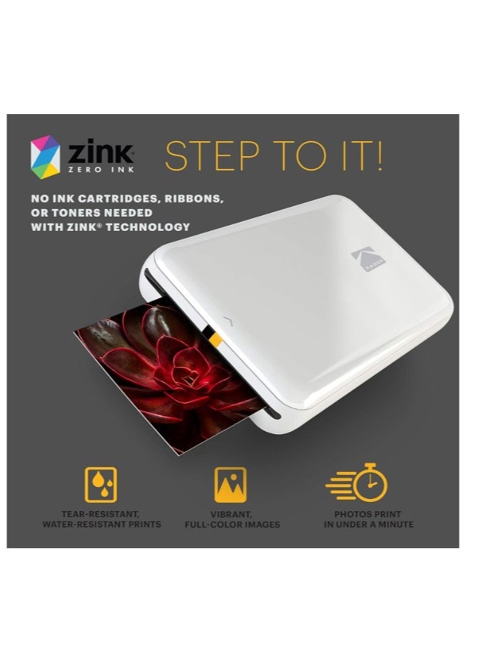 Kodak - Kodak Step Portable Mini Photo Printer Instant 2x3 Sticky Backed Prints from iOS and Android via Bluetooth/NFC No Ink Needed with ZINK Technology Smudge-Proof, Water-Resistant, Tear Resistant Photos Compact Travel Friendly Design with Customization App Print Directly From Smart phone - Image 1