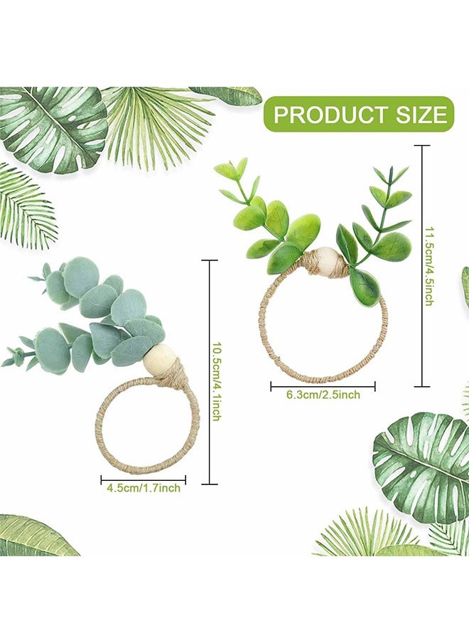 Zoreya - 2 Pcs Napkin Rings, Eucalyptus Leaf Napkin Rings, Spring Fall Napkin Ring Holder - Image 1