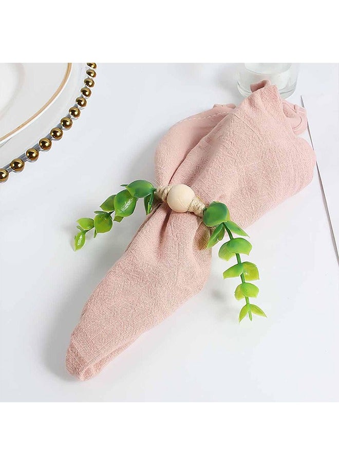 Zoreya - 2 Pcs Napkin Rings, Eucalyptus Leaf Napkin Rings, Spring Fall Napkin Ring Holder - Image 1