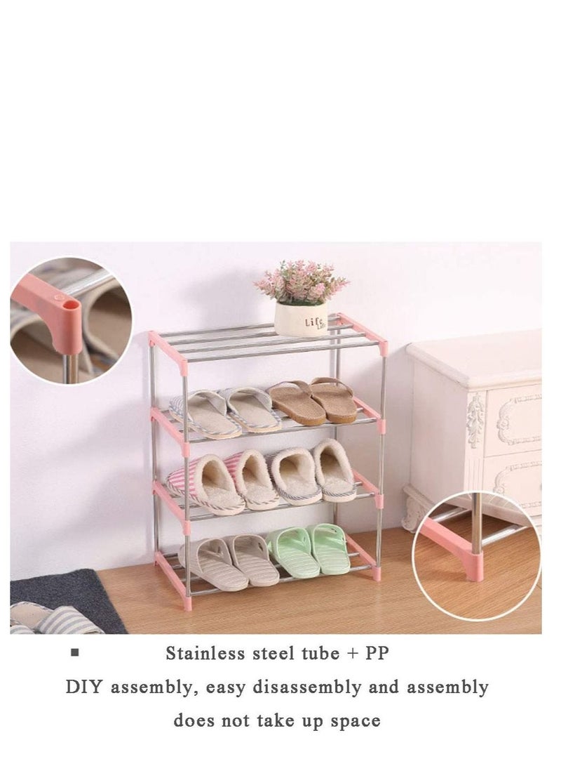 4-tier shoe rack, simple stainless steel storage rack, fast and stable installation, space-saving self-installation, corridor multi-color  - Image 3
