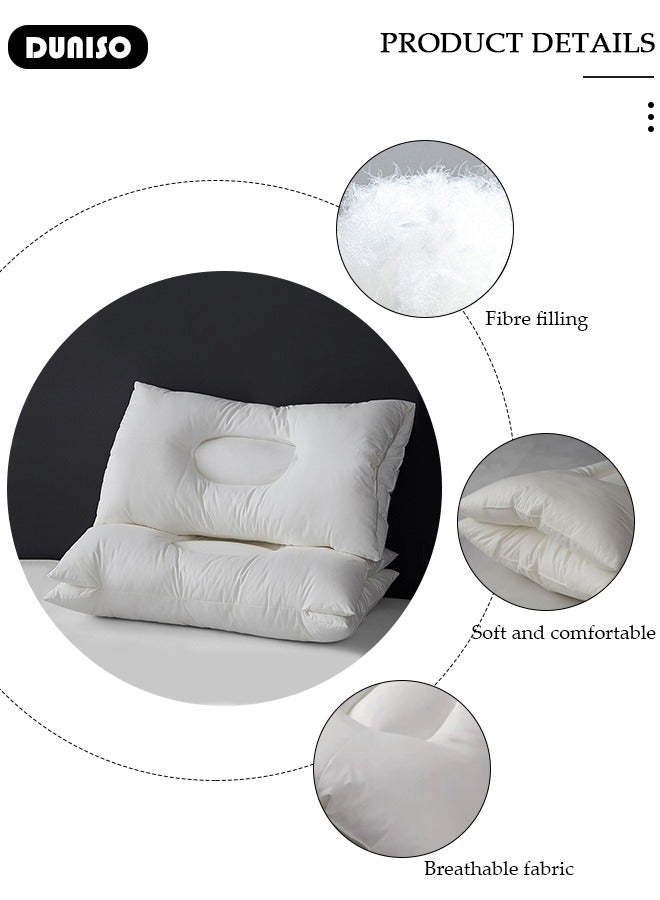 DUNISO Cervical Contour Pillow for Neck Support, Cervical Pillow for Neck Pain Relief and Shoulder, Adjustable Pillow Cozy Sleeping, Pure Cotton Pillow, Ergonomic Neck Support for Side Back Stomach Sleepers - Image 2