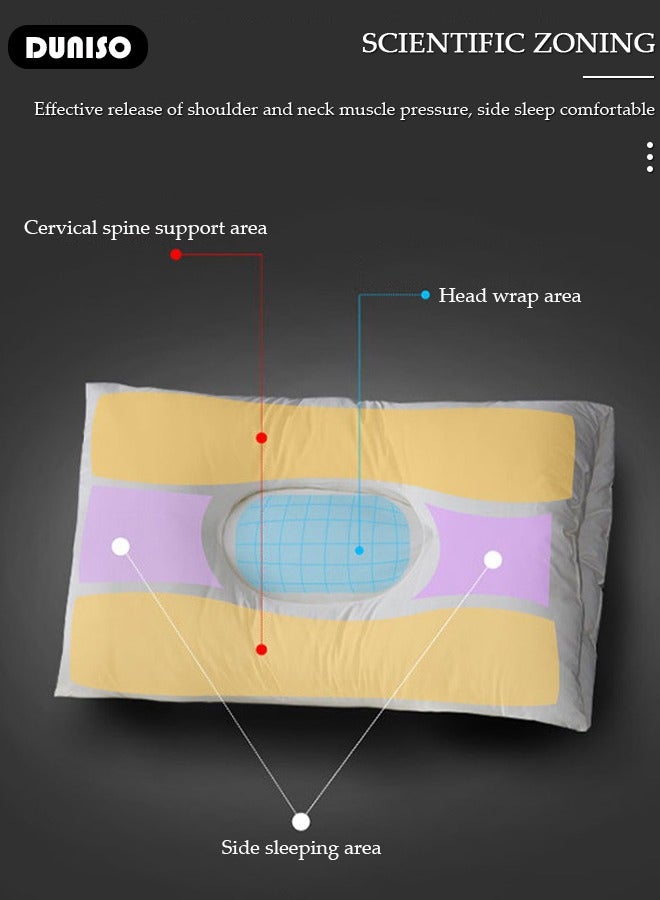 DUNISO Cervical Contour Pillow for Neck Support, Cervical Pillow for Neck Pain Relief and Shoulder, Adjustable Pillow Cozy Sleeping, Pure Cotton Pillow, Ergonomic Neck Support for Side Back Stomach Sleepers - Image 5