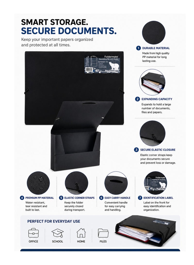 Foldermate 1-Piece A4 Size Carruing Case With Elastic Closure - Image 2