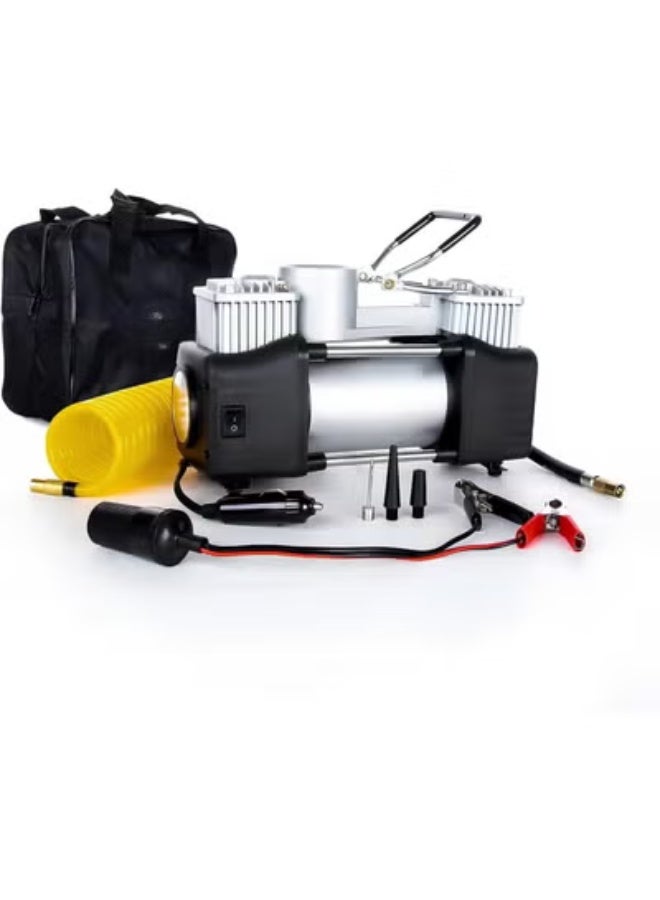 منفاخ هواء احترافي 2 سلندر فائق القوة - كمبروسر إطارات محمول 12 فولت شديد التحمل - مضخة نفخ سريعة مع مقياس ضغط - أداة الطوارئ الاحترافية للسيارات والدفع الرباعي - Image 3