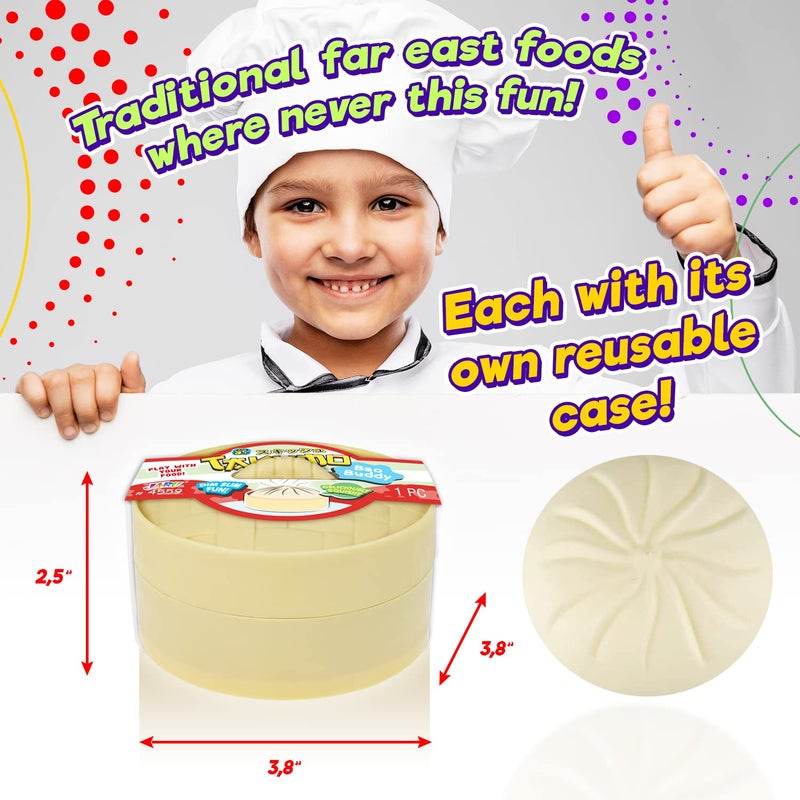 Ja-Ru كرة ضغط توكومو ديمبلينغ القابلة للضغط (2 وحدات) لعبة فidget من كرة العجين للأطفال. كرة ضغط لتخفيف التوتر. كعكة قابلة للضغط في بخار لعبة حسية. - Image 4